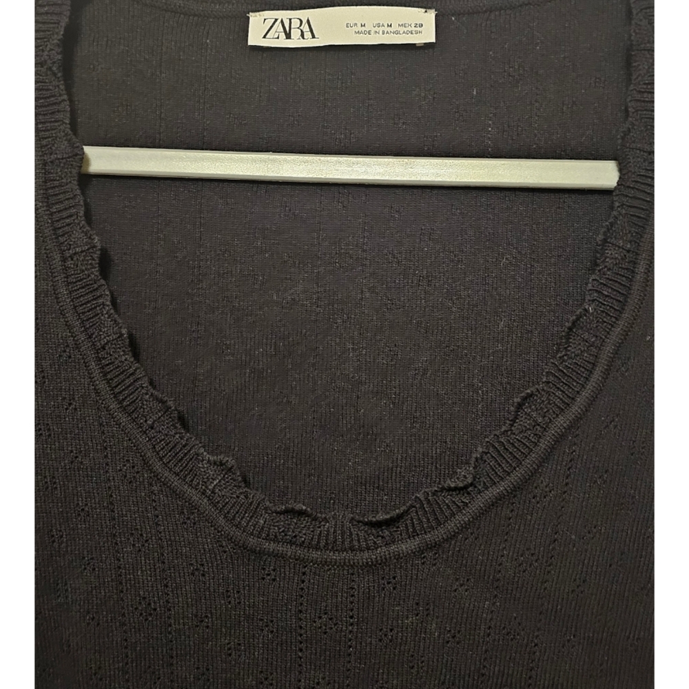 Zara Black Scallop Edge Knit Top - Picture 3 of 8